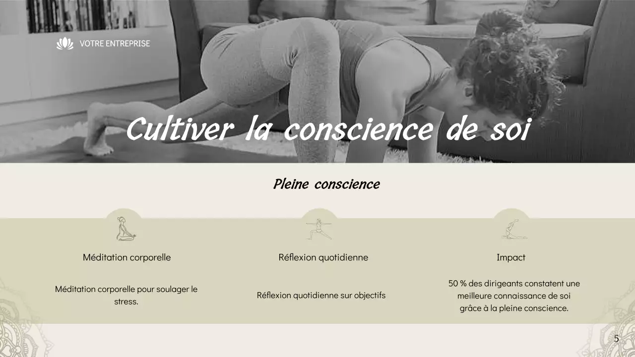 Beige Minimal Yoga for Mindful Leadership Instructions