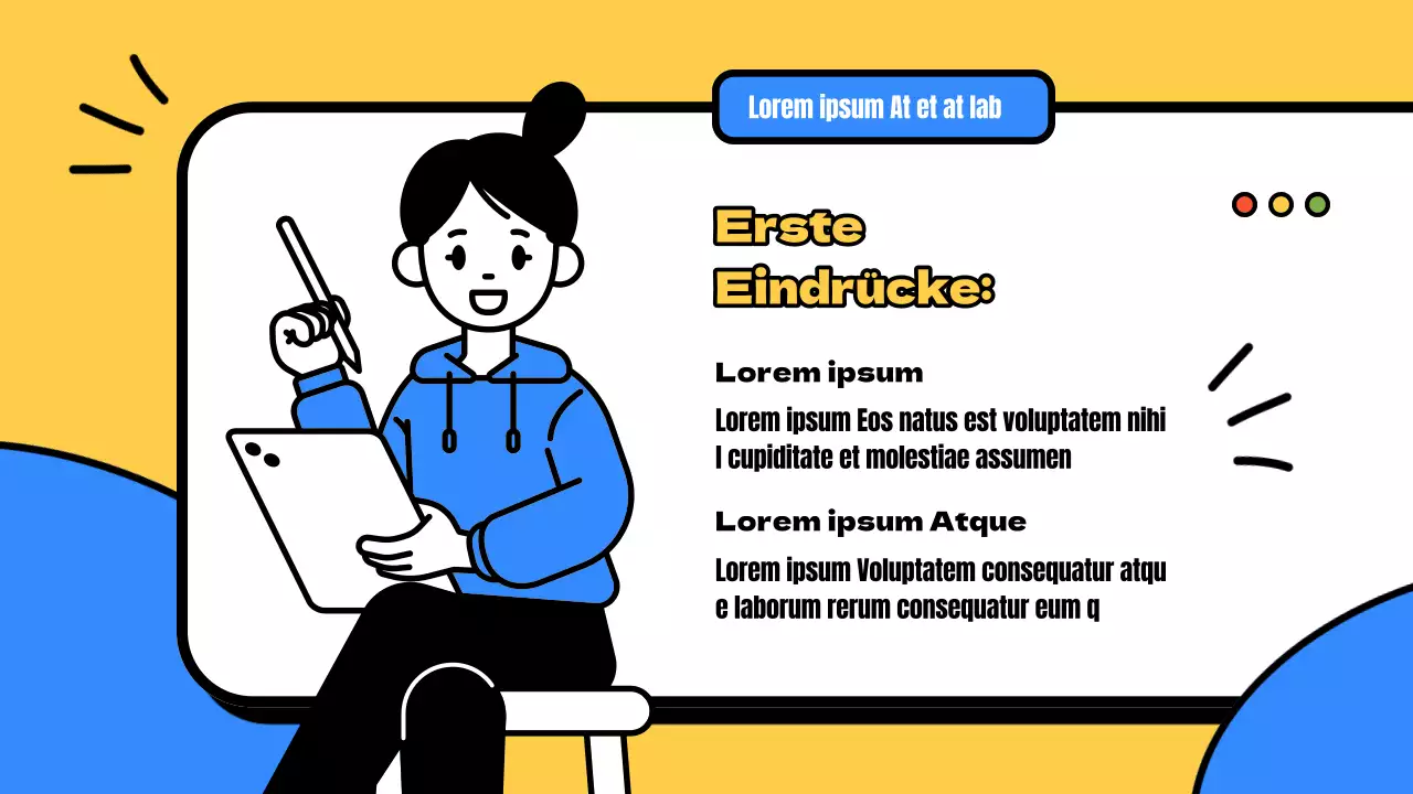 Gelbes und blaues Material für den Einführungskurs für neue Schüler