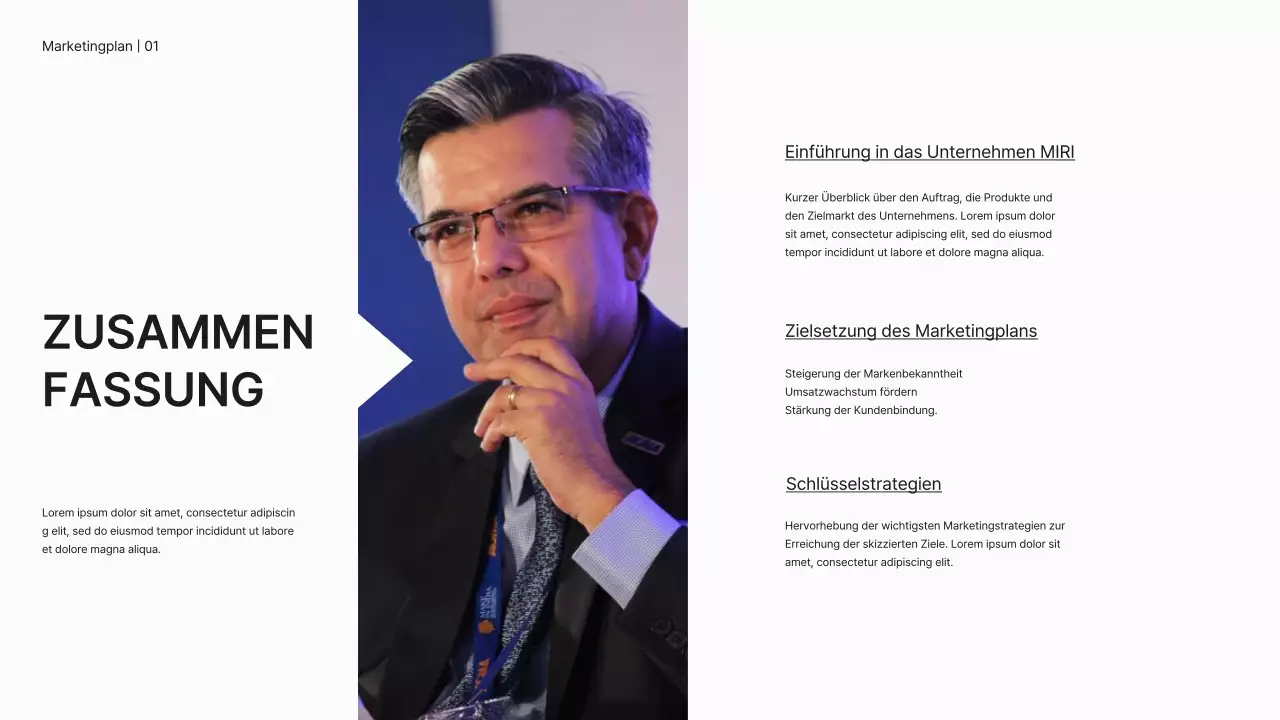 Weißer Minimal-Marketingplan Geschäftsstrategie