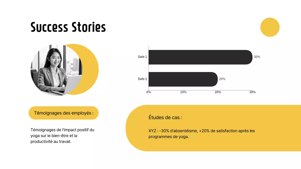 Yoga simple jaune et noir pour des instructions de travail productives