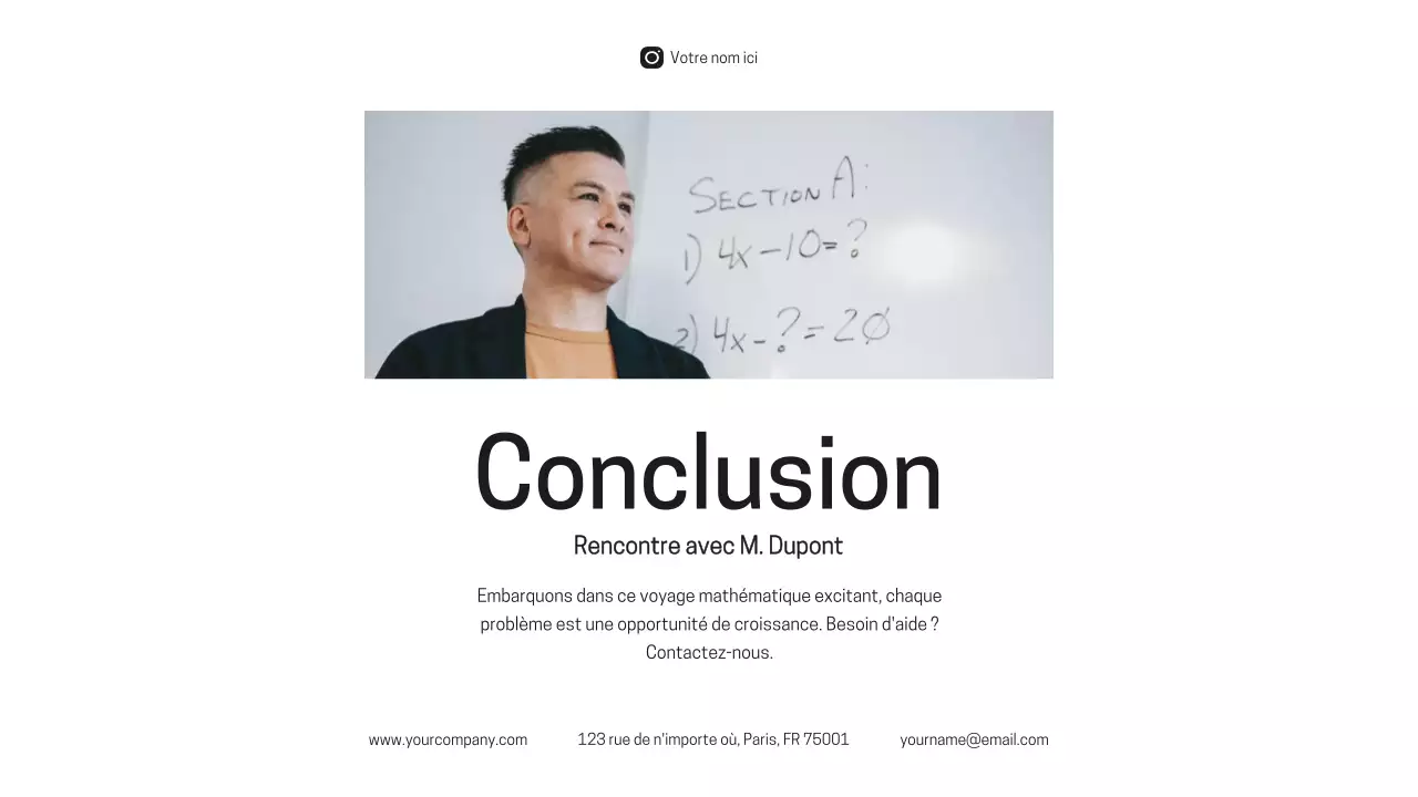 Noir et blanc Minimal Math Teacher Introduction Class Material