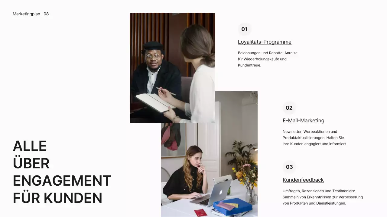 Weißer Minimal-Marketingplan Geschäftsstrategie