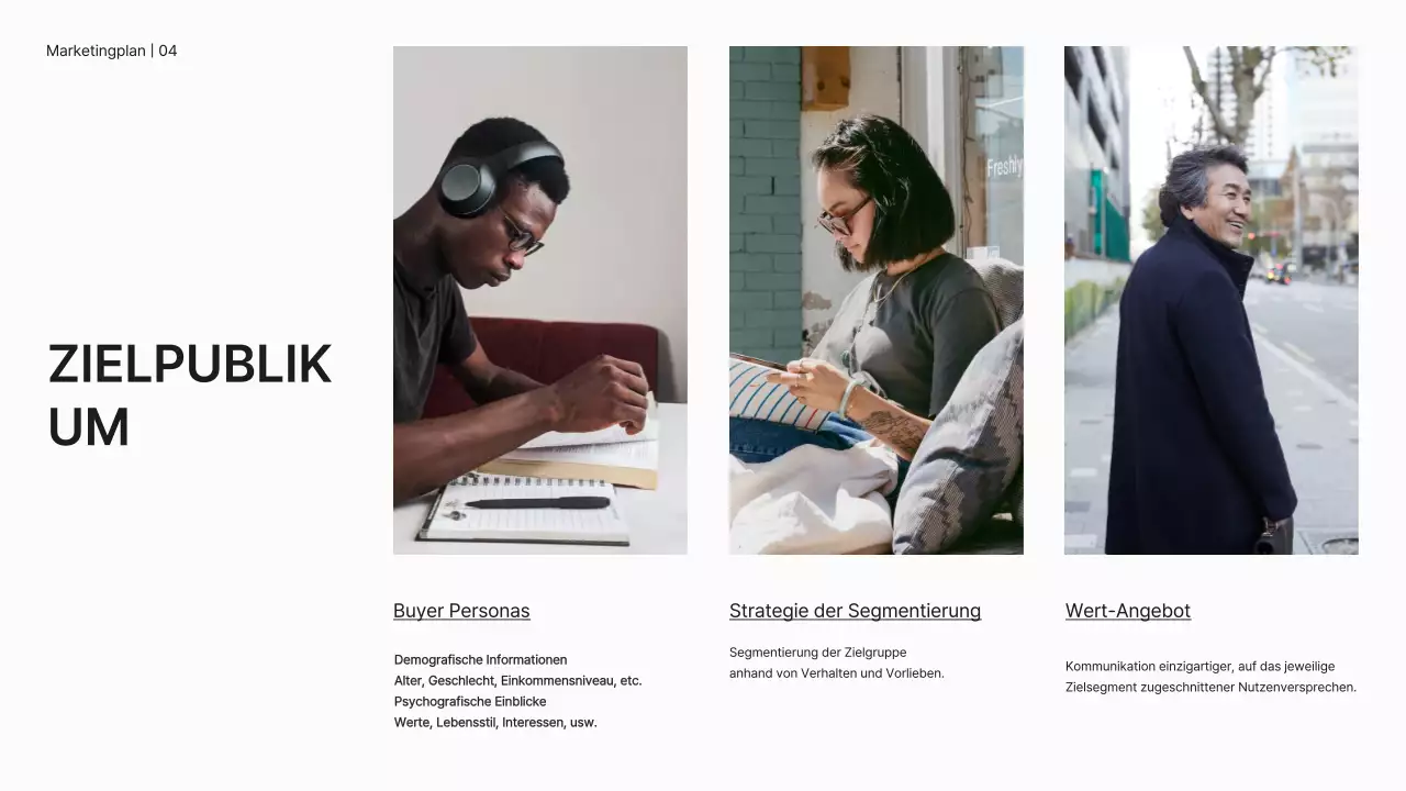 Weißer Minimal-Marketingplan Geschäftsstrategie