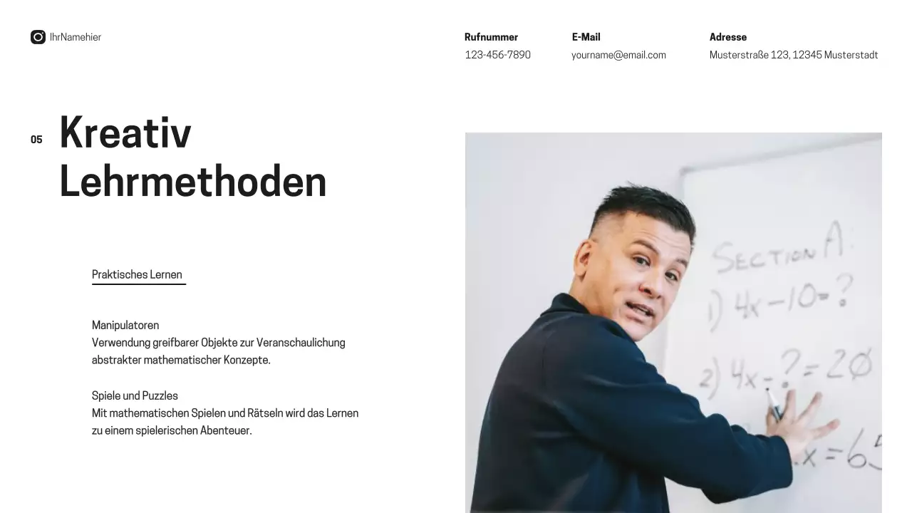 Schwarz-Weiß-Minimal-Mathe-Lehrer Einführung Klasse Material