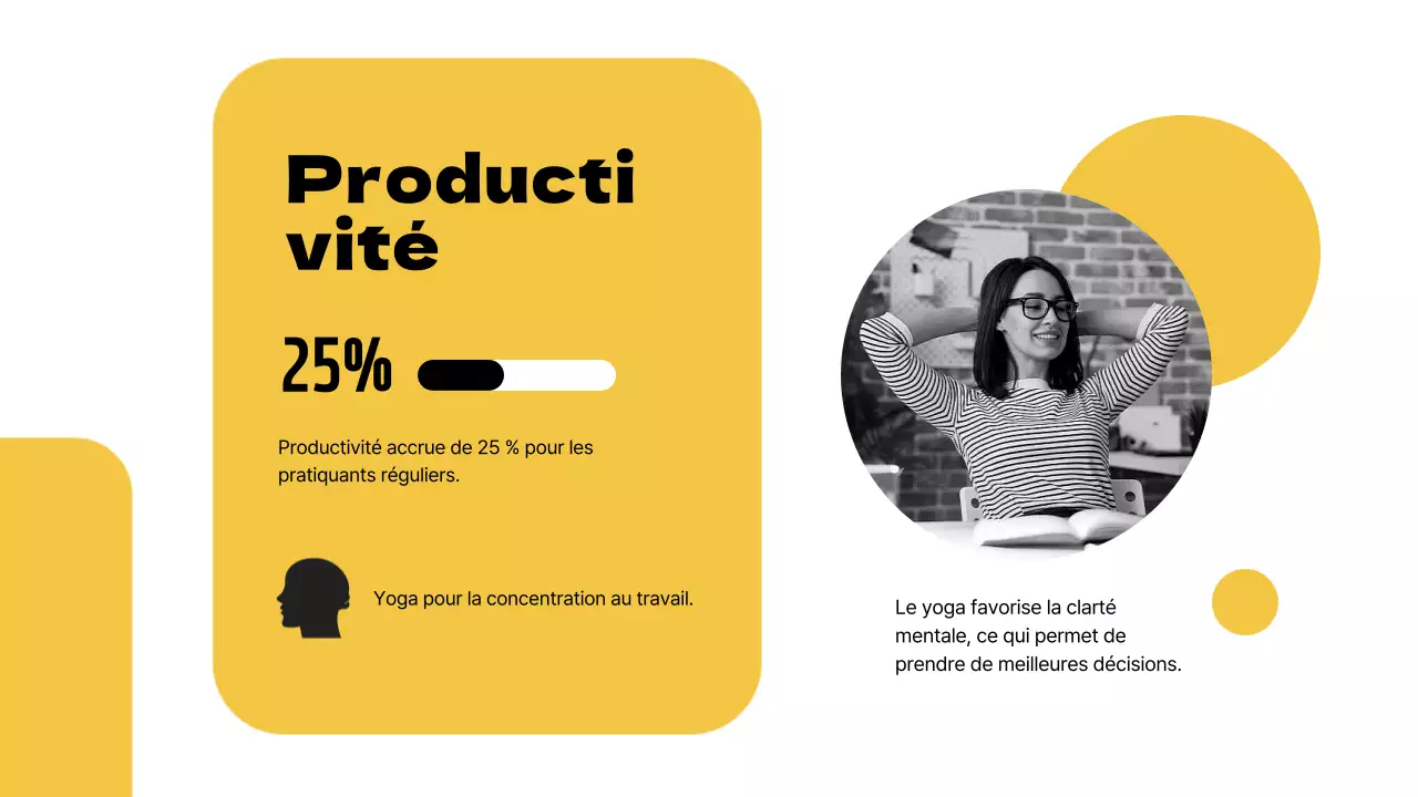 Yoga simple jaune et noir pour des instructions de travail productives