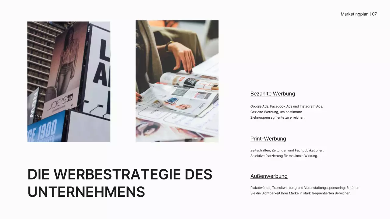 Weißer Minimal-Marketingplan Geschäftsstrategie