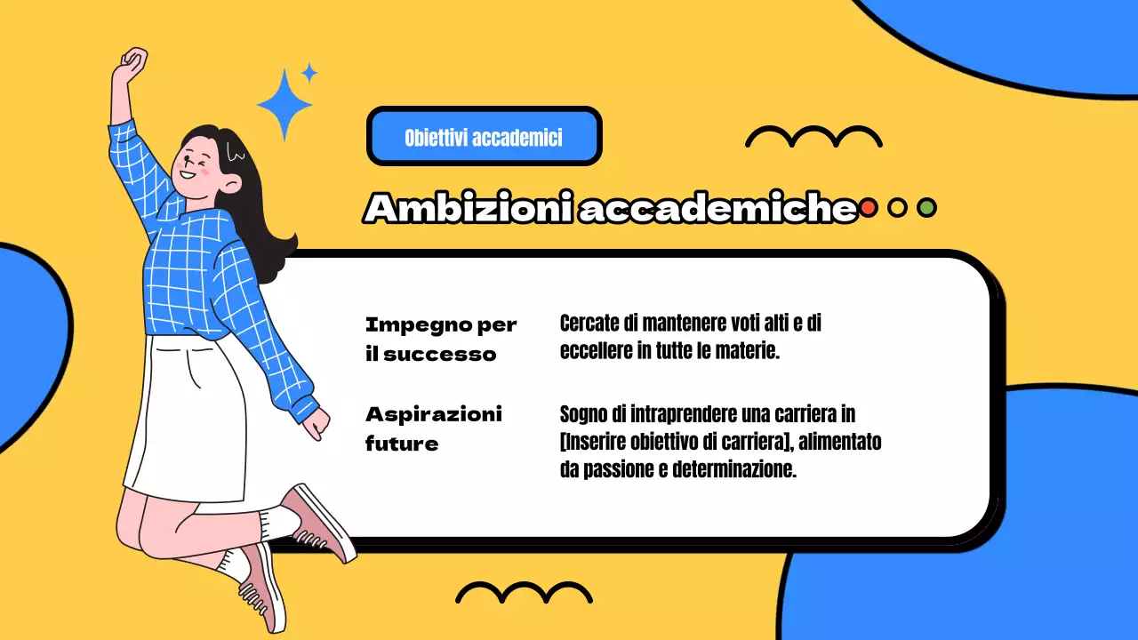 Giallo e blu Materiale di classe moderno per l'introduzione dei nuovi studenti