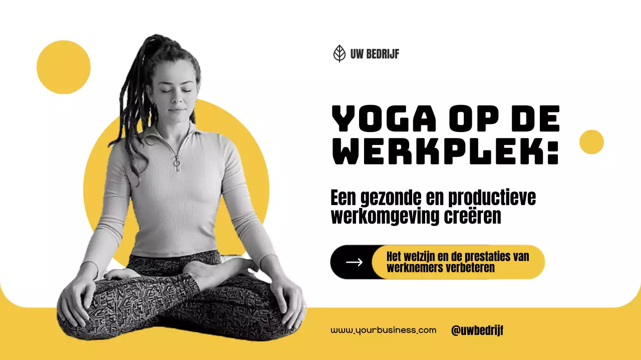 Geel en zwart Eenvoudige yoga voor productieve werkinstructies