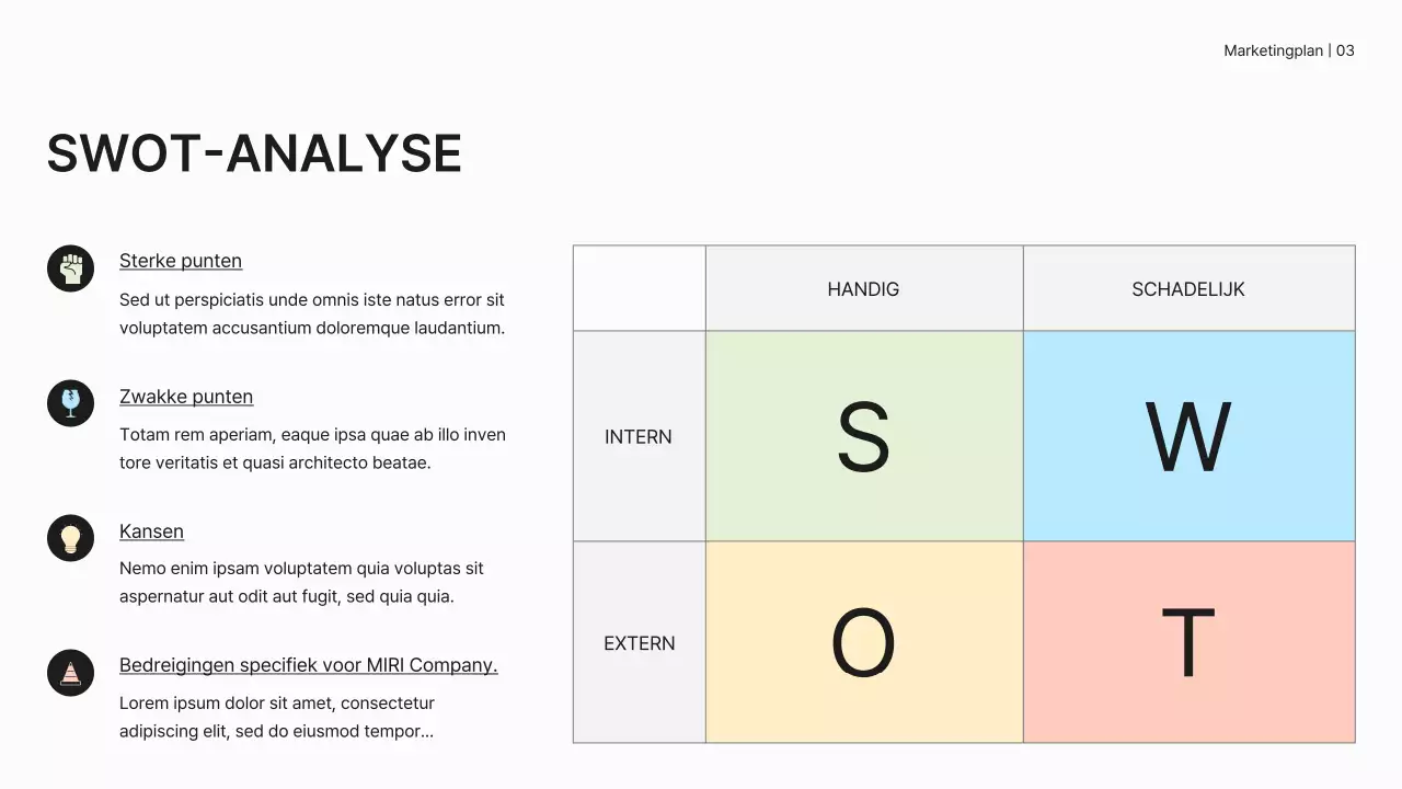 Wit minimaal marketingplan bedrijfsstrategie