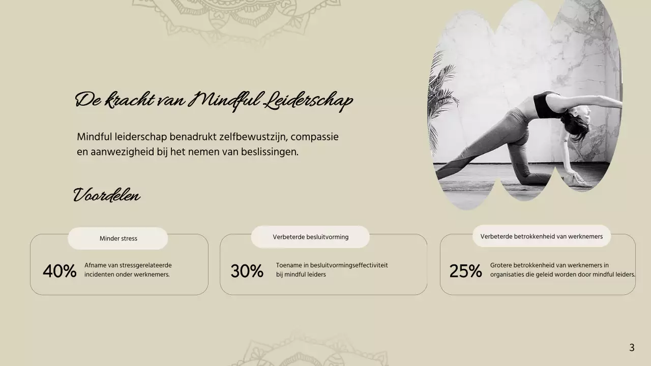 Beige Minimal Yoga voor Mindful Leiderschap Instructies