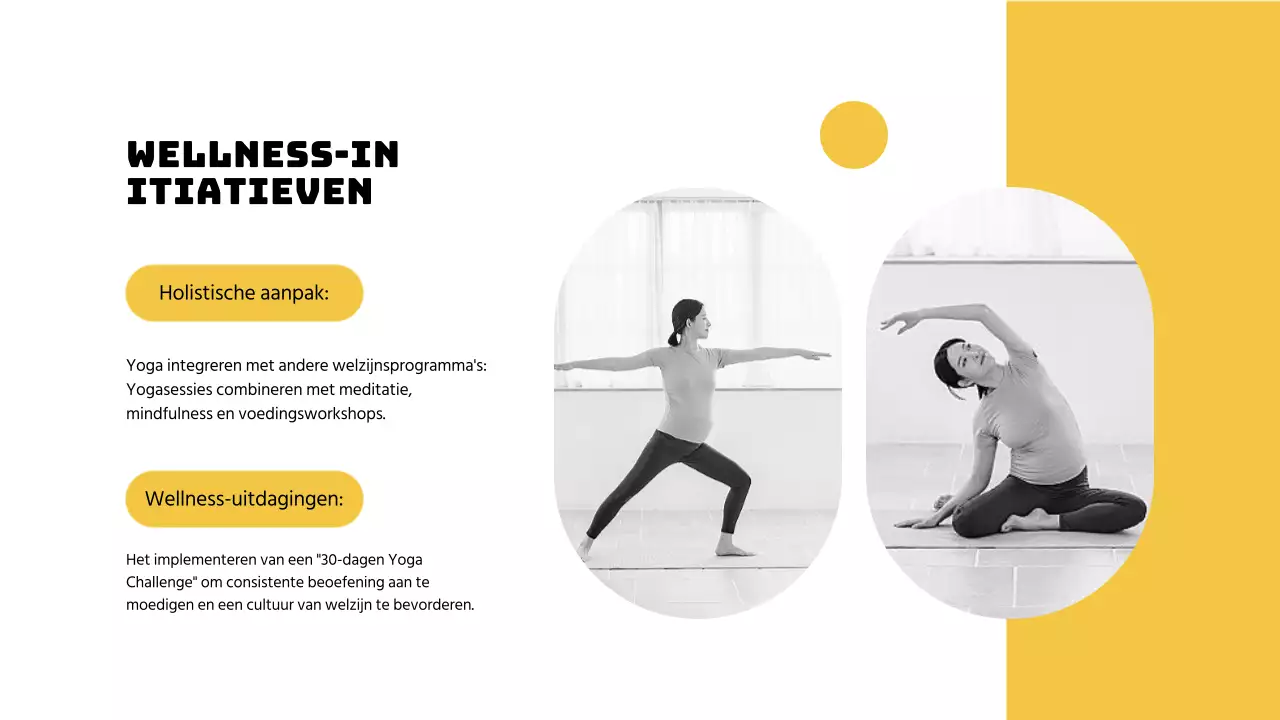 Geel en zwart Eenvoudige yoga voor productieve werkinstructies