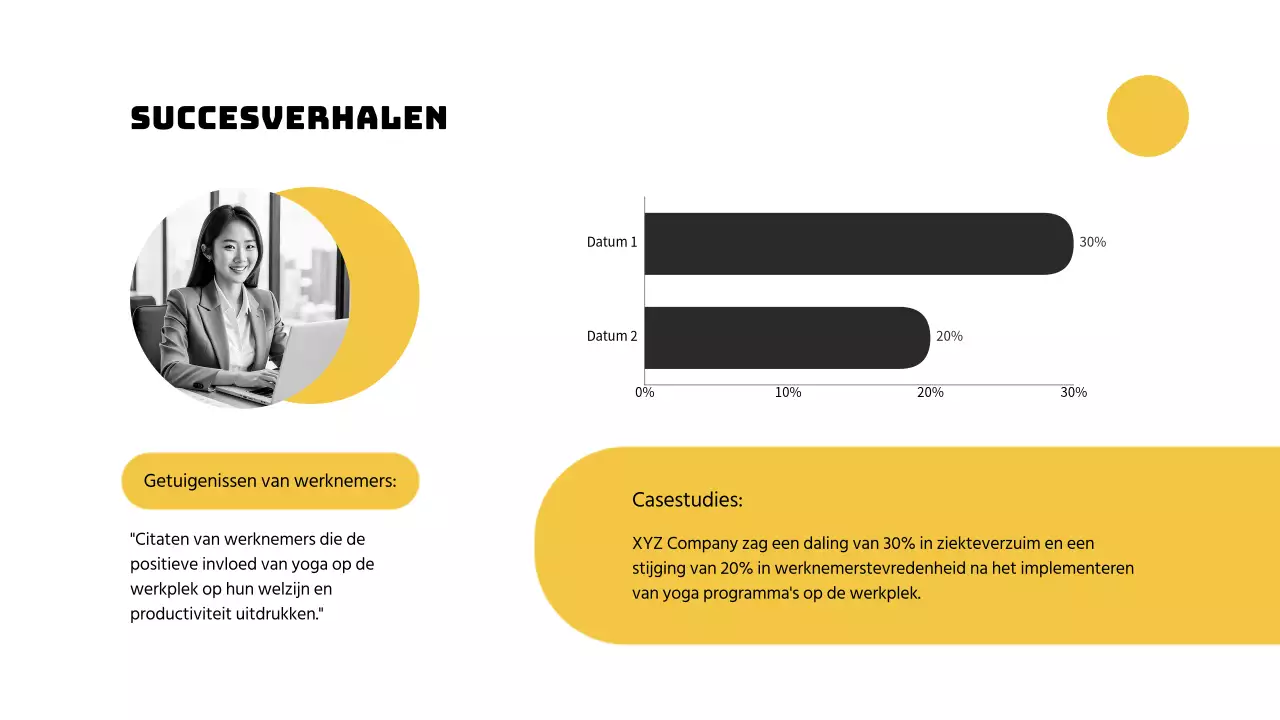 Geel en zwart Eenvoudige yoga voor productieve werkinstructies