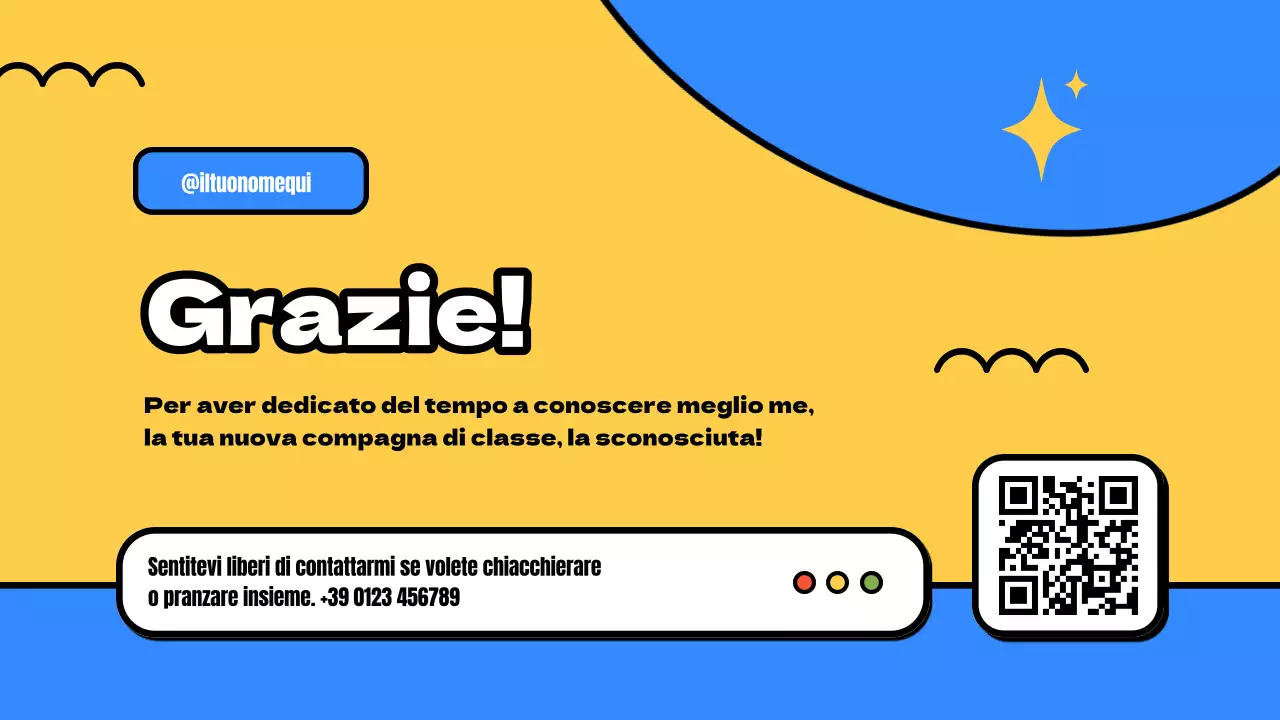 Giallo e blu Materiale di classe moderno per l'introduzione dei nuovi studenti
