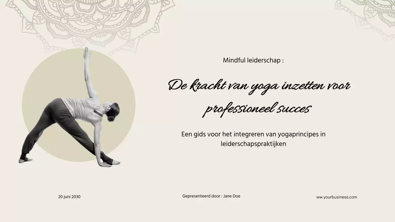 Beige Minimal Yoga voor Mindful Leiderschap Instructies