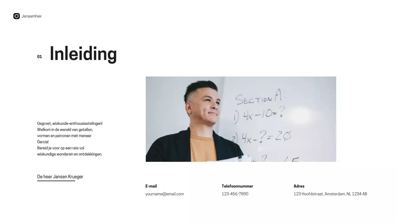 Zwart-wit Minimal Math Leraren Introductie Lesmateriaal