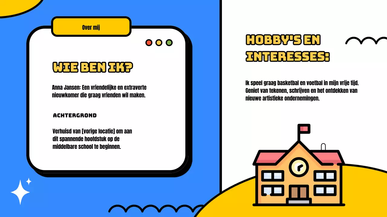 Geel en blauw modern introductiemateriaal voor nieuwe studenten