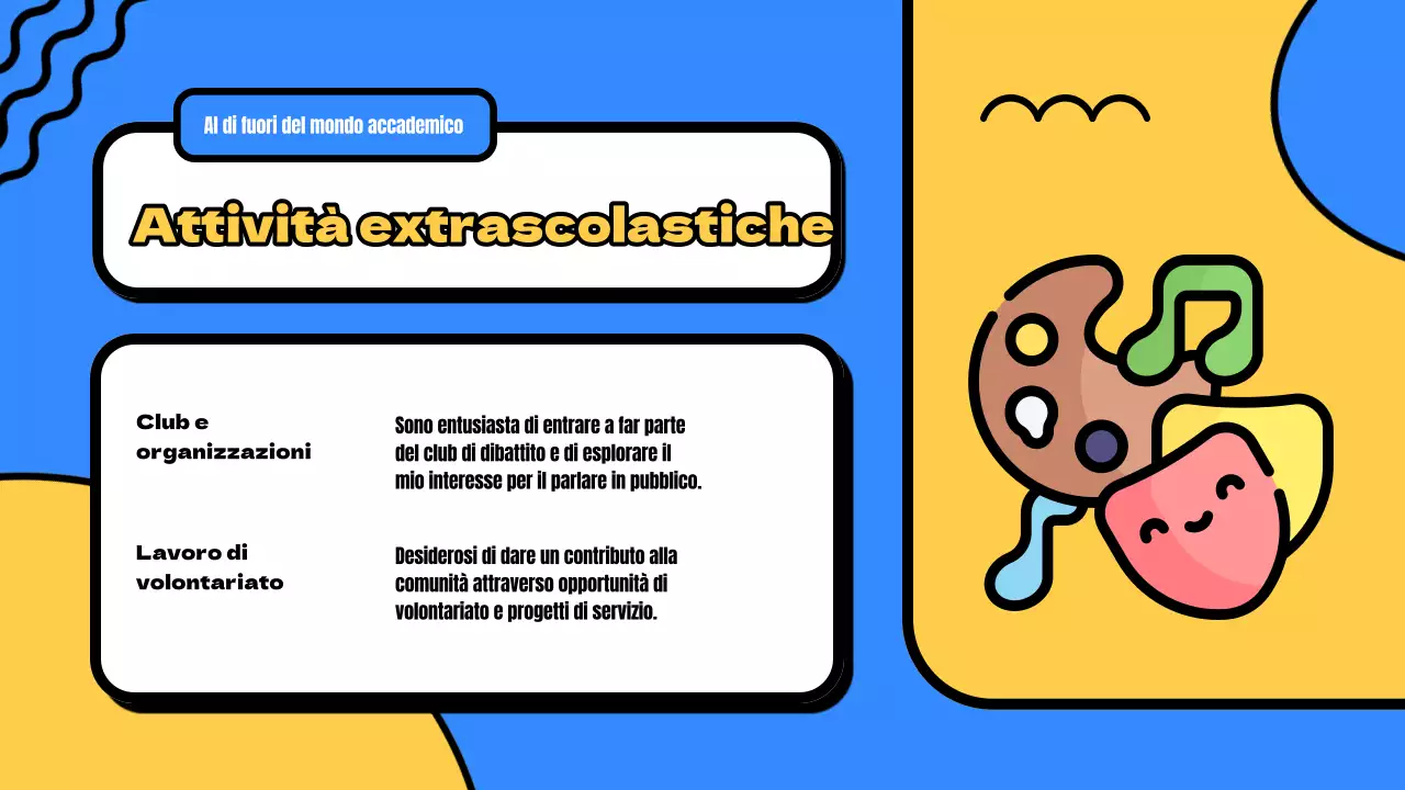 Giallo e blu Materiale di classe moderno per l'introduzione dei nuovi studenti