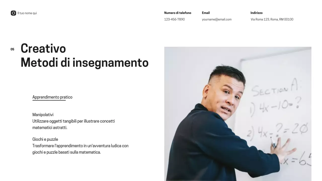 Materiale di classe per l'introduzione dell'insegnante di matematica minimale in bianco e nero