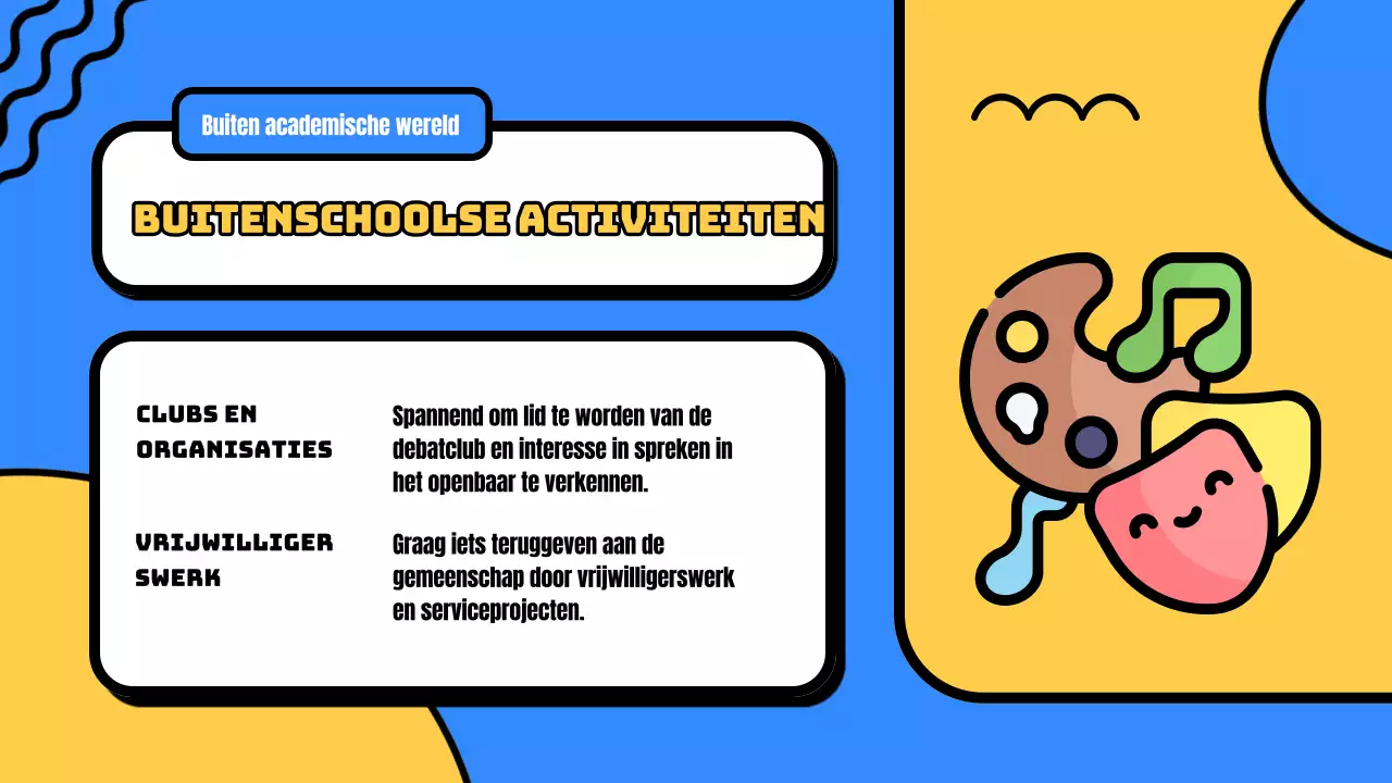Geel en blauw modern introductiemateriaal voor nieuwe studenten