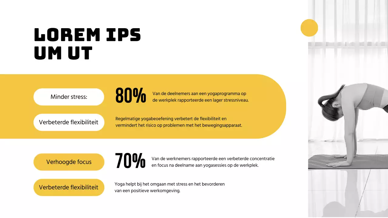 Geel en zwart Eenvoudige yoga voor productieve werkinstructies