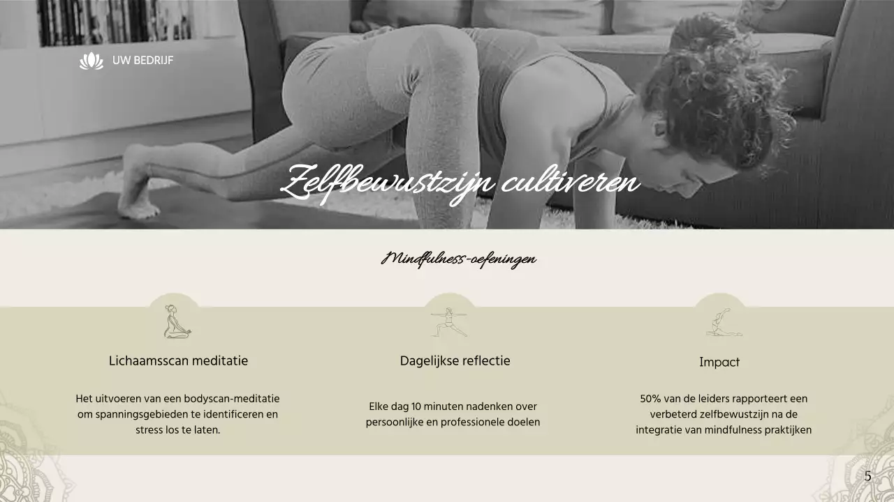 Beige Minimal Yoga voor Mindful Leiderschap Instructies