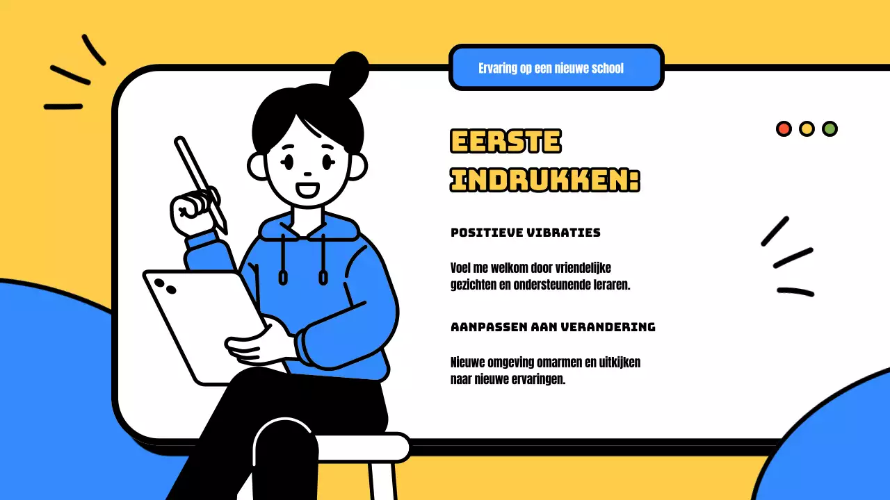 Geel en blauw modern introductiemateriaal voor nieuwe studenten