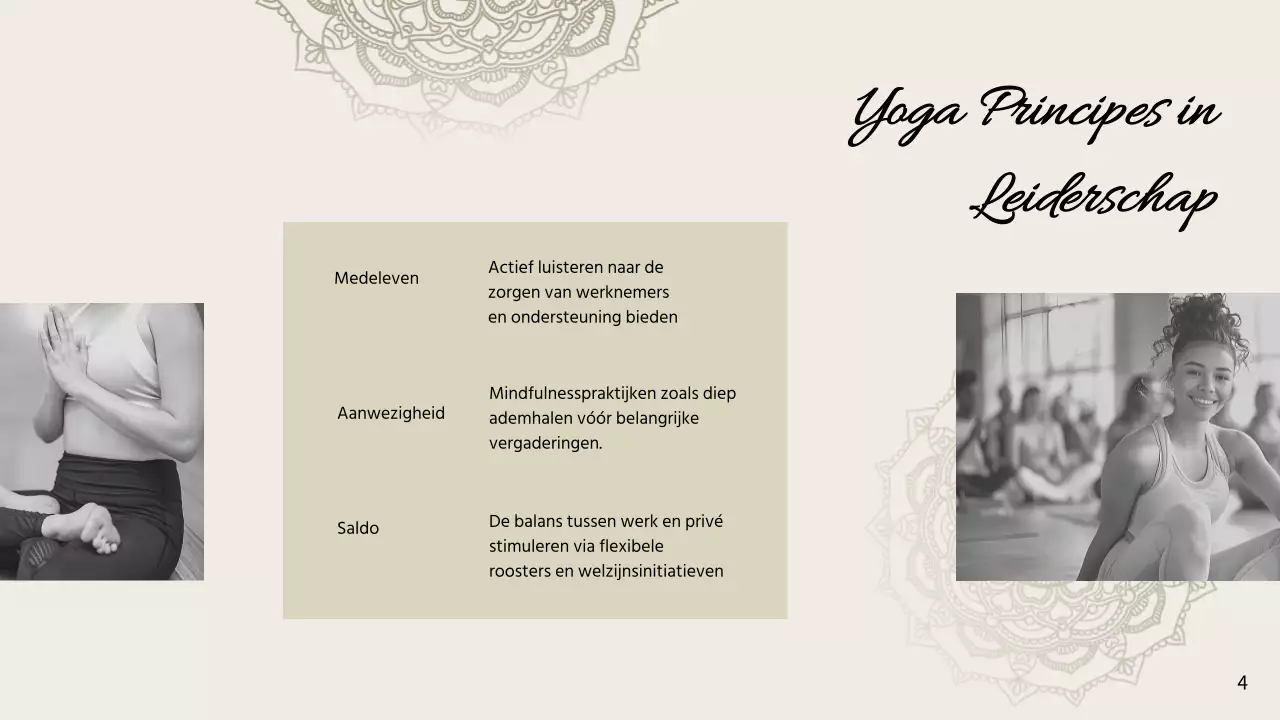 Beige Minimal Yoga voor Mindful Leiderschap Instructies