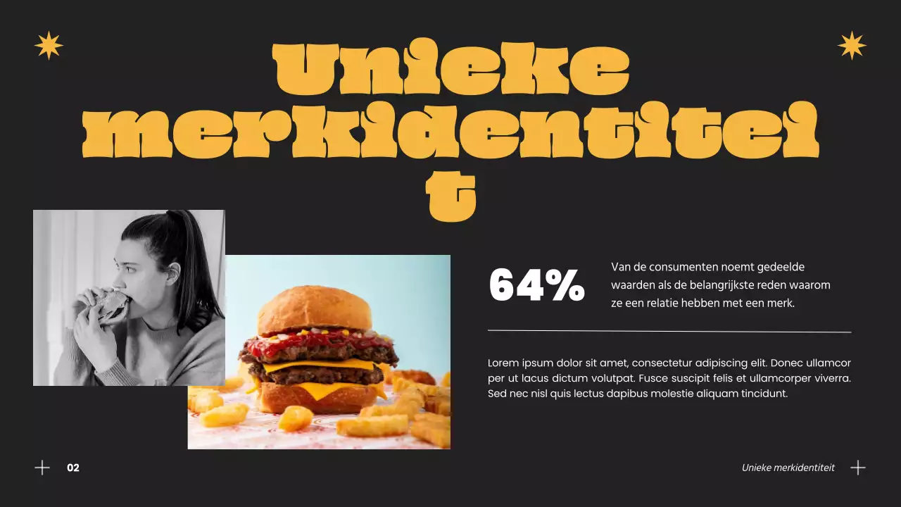 Blauw en oranje successtrategie voor moderne hamburgerbedrijven