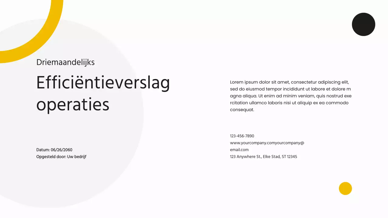 Geel eenvoudig bedrijfsrapport