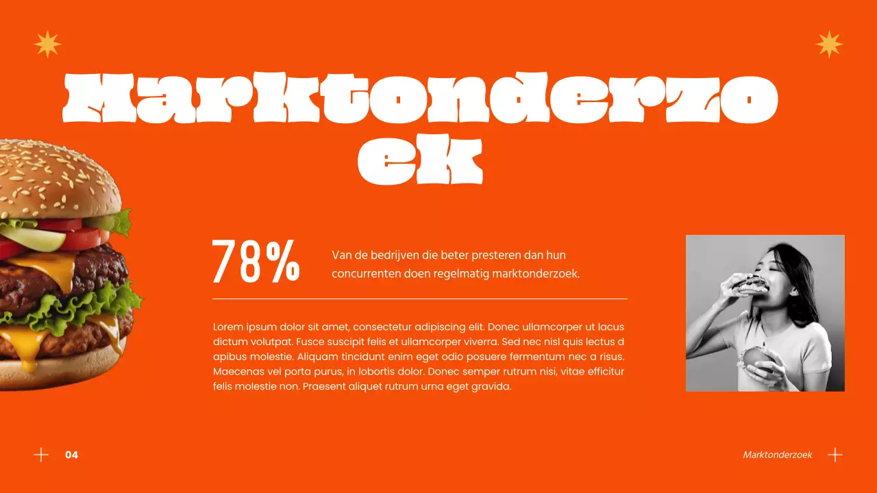 Blauw en oranje successtrategie voor moderne hamburgerbedrijven