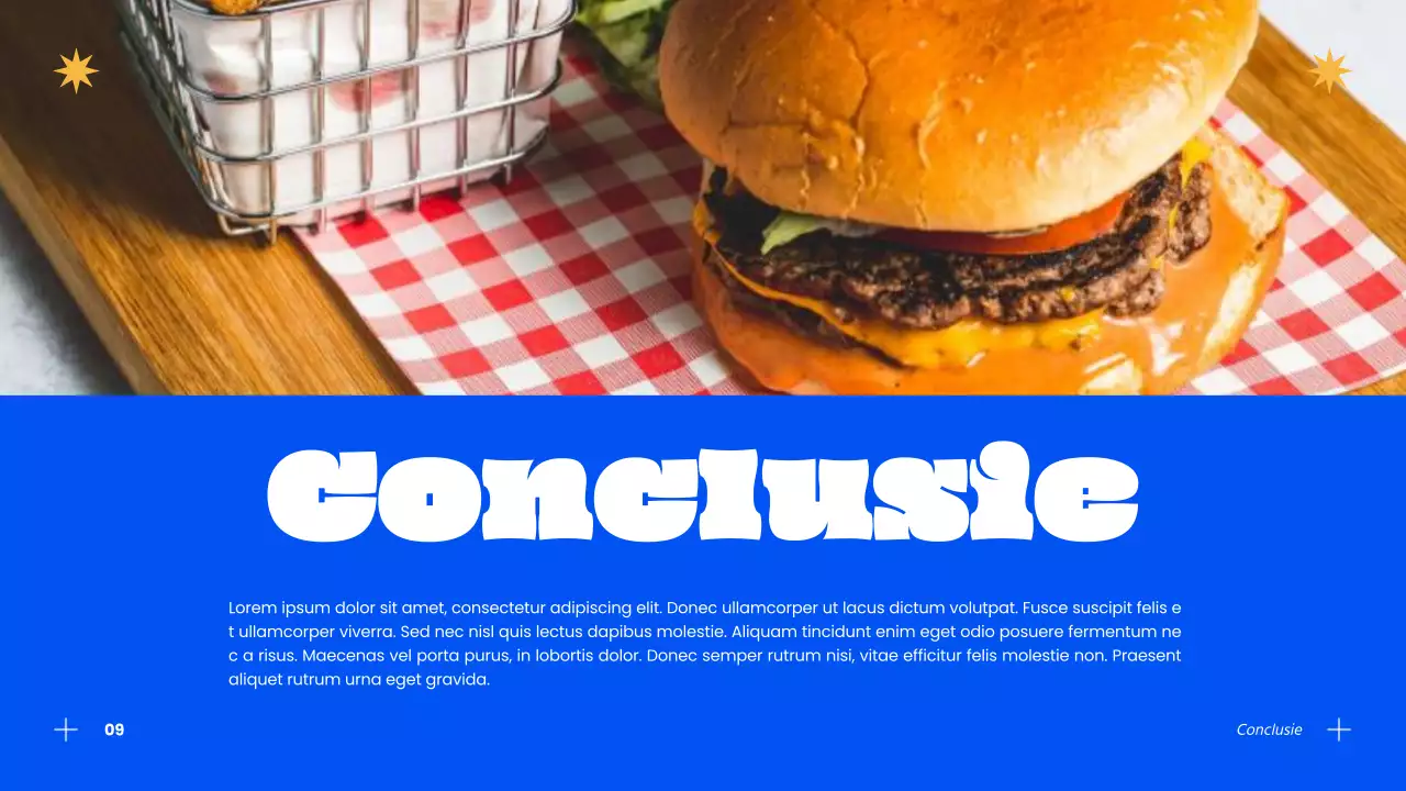 Blauw en oranje successtrategie voor moderne hamburgerbedrijven