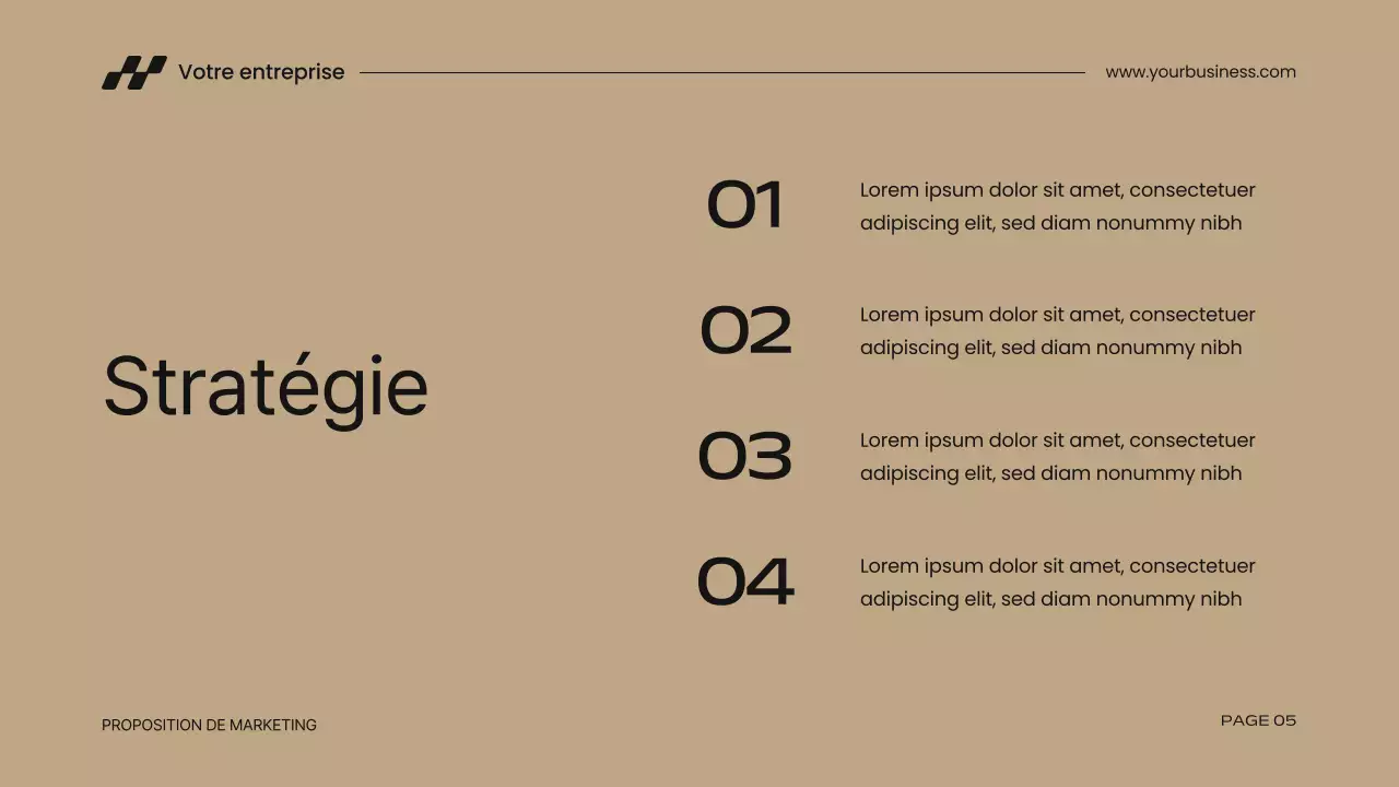 Proposition de marketing d'entreprise moderne kaki