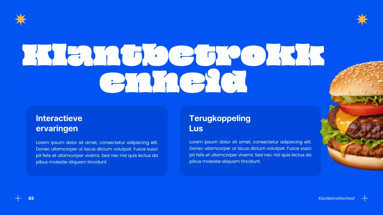 Blauw en oranje successtrategie voor moderne hamburgerbedrijven