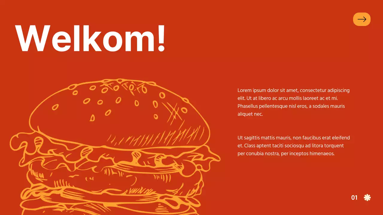 Introductie van de Red Orange Bold Hamburger Company