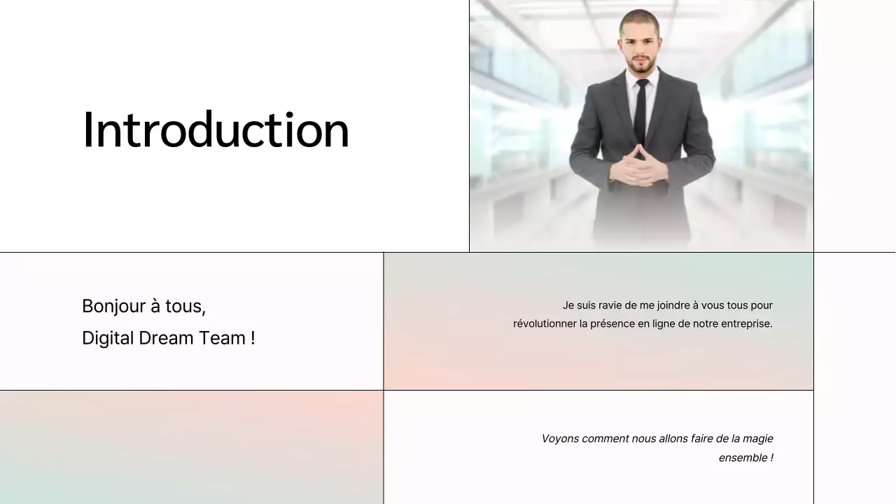 White Minimal Marketing Team Member Présentation de l'entreprise