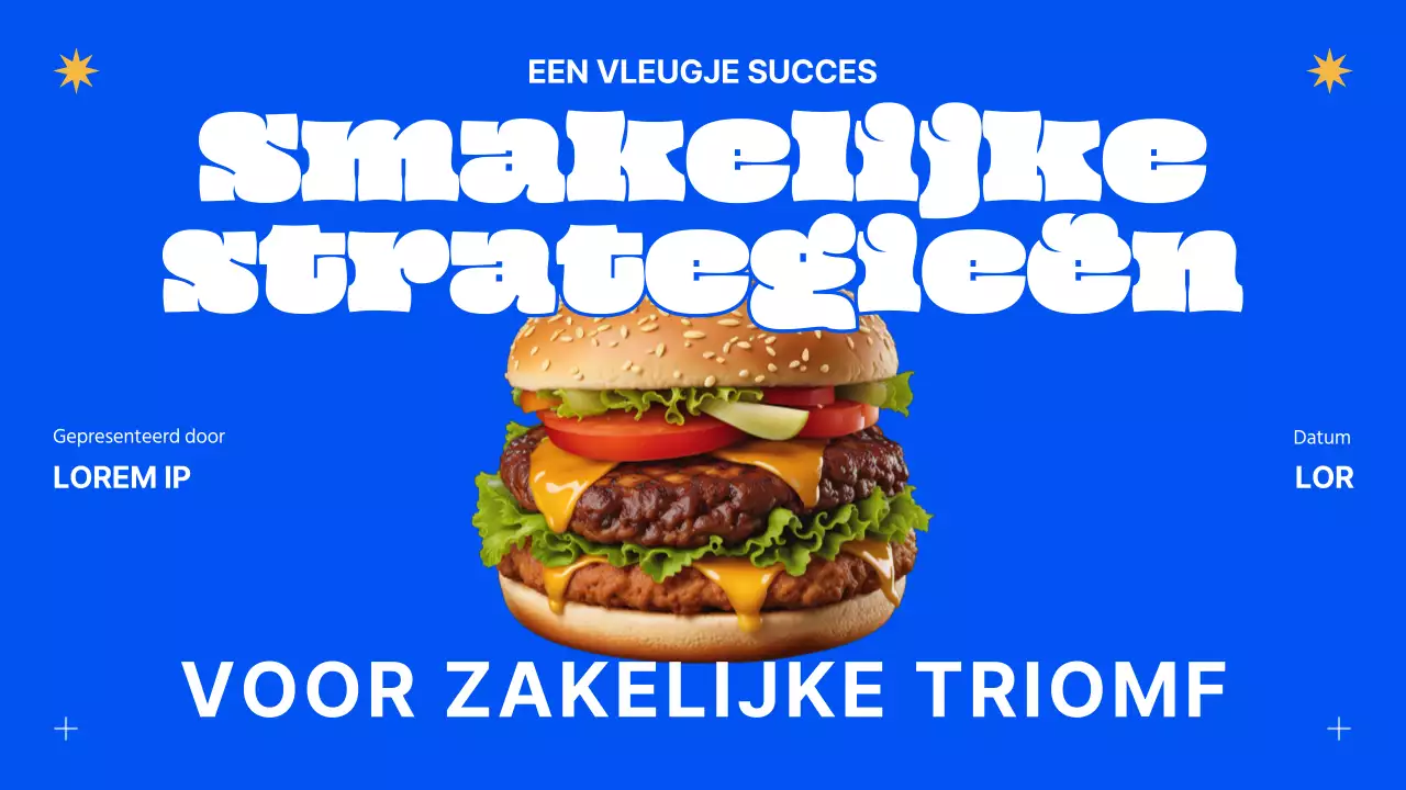 Blauw en oranje successtrategie voor moderne hamburgerbedrijven