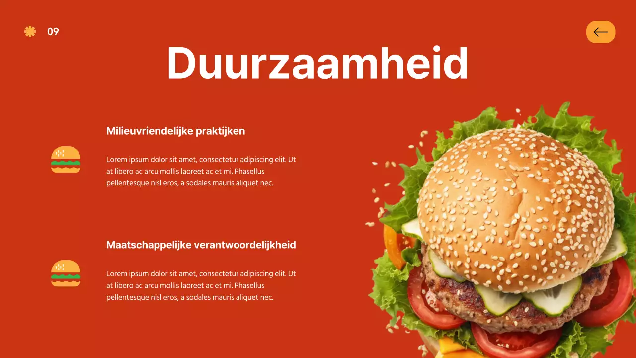 Introductie van de Red Orange Bold Hamburger Company