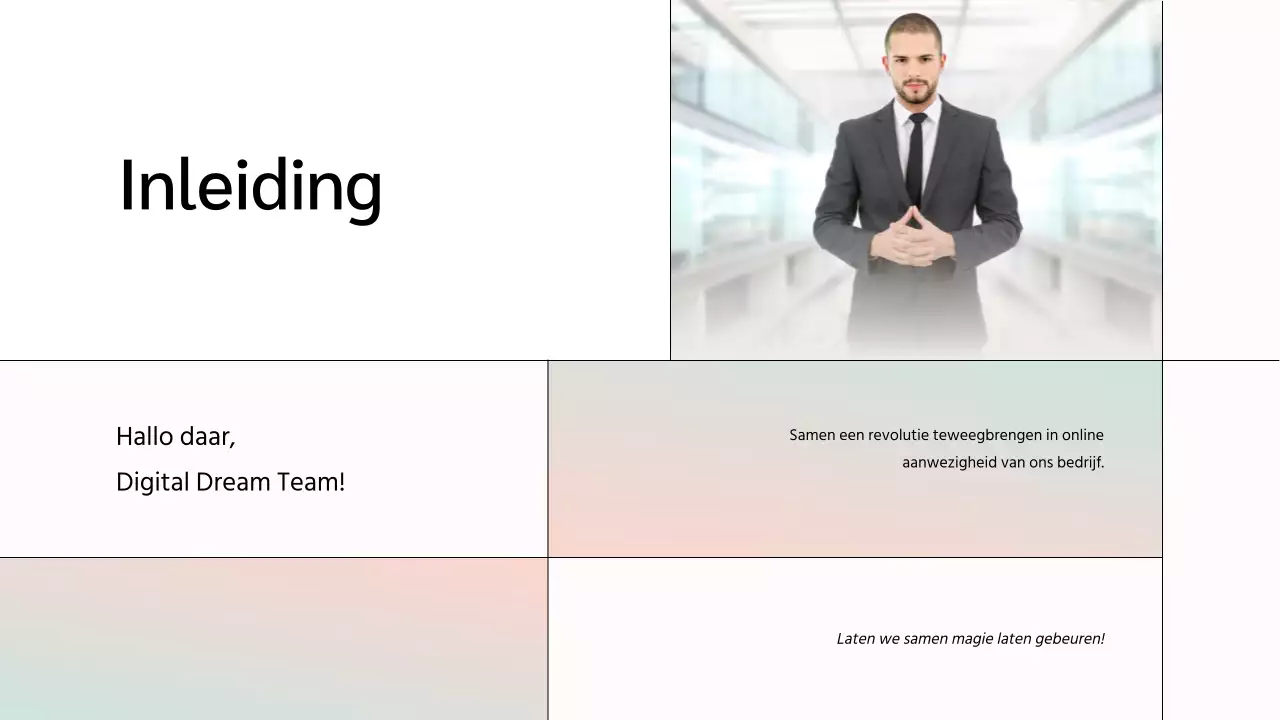 White Minimal Marketing Team Member Introductie van het bedrijf