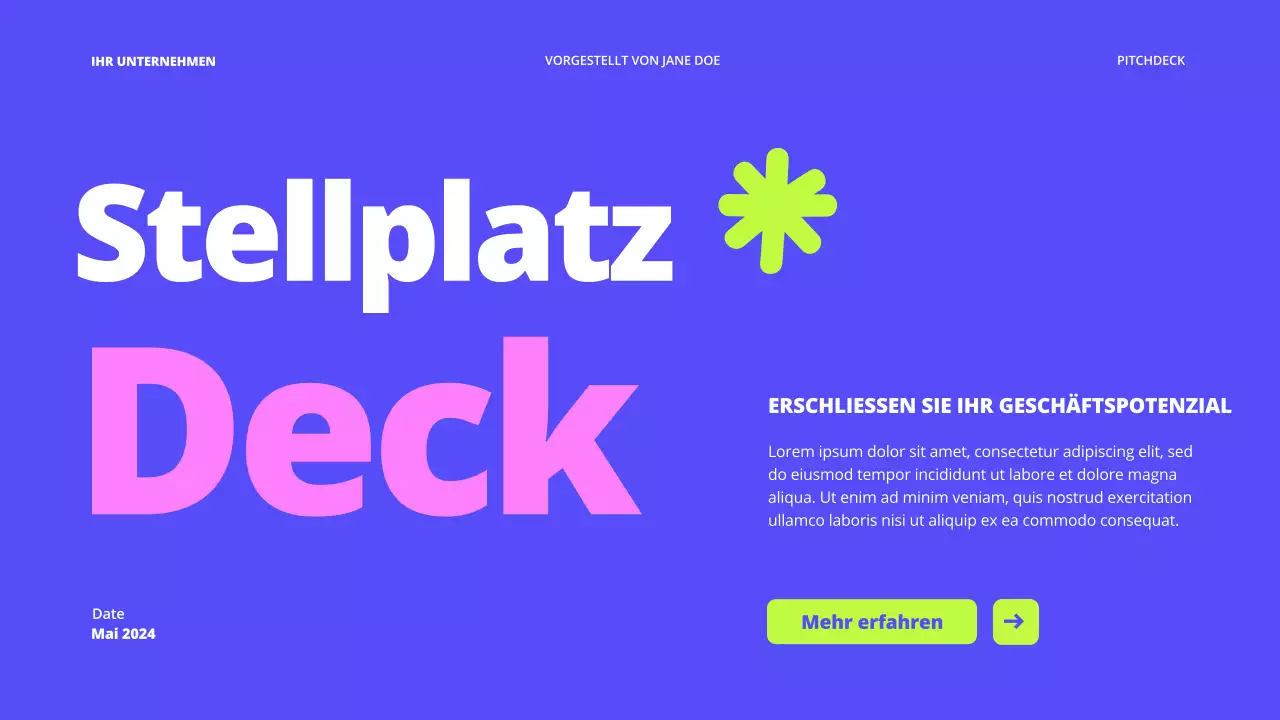 Lila Blau Bold Business Startup Pitch Deck Proposal