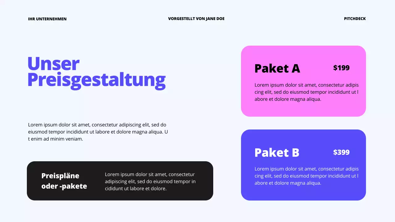 Lila Blau Bold Business Startup Pitch Deck Proposal