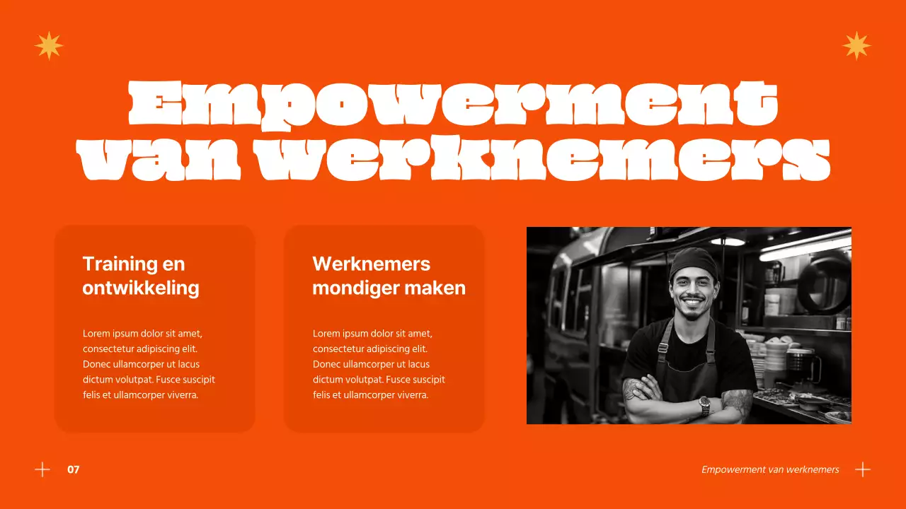 Blauw en oranje successtrategie voor moderne hamburgerbedrijven