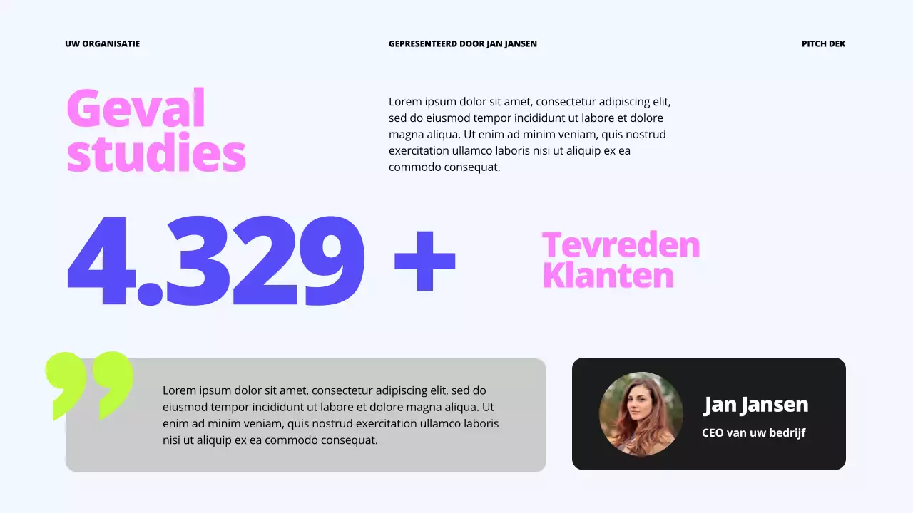 Paars Blauw Vet Zakelijk Opstart Pitch Deck Voorstel