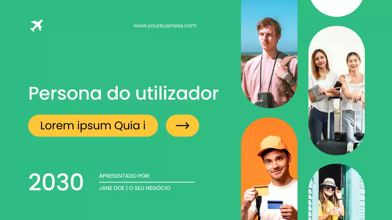 Agência de viagens verde simples Persona do utilizador Estratégia empresarial