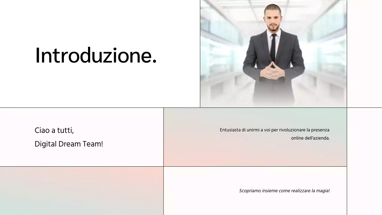 White Minimal Marketing Team Member Presentazione dell'azienda