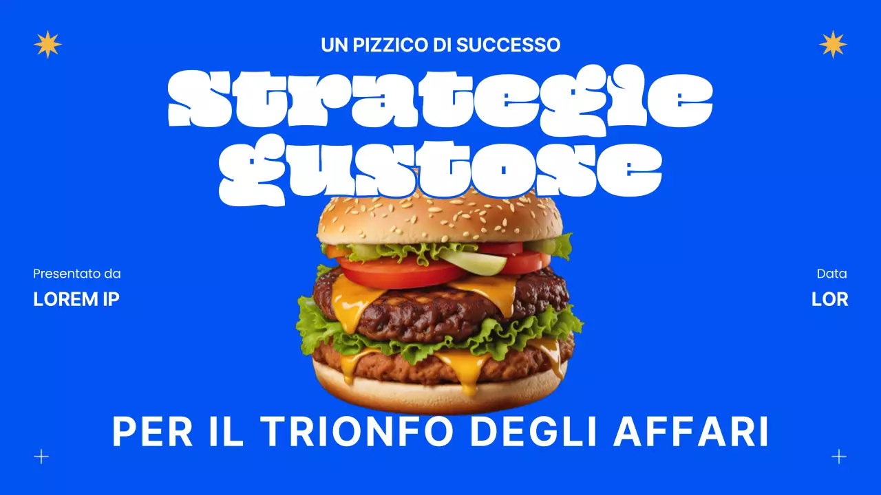 Strategia di successo per gli hamburger moderni blu e arancioni