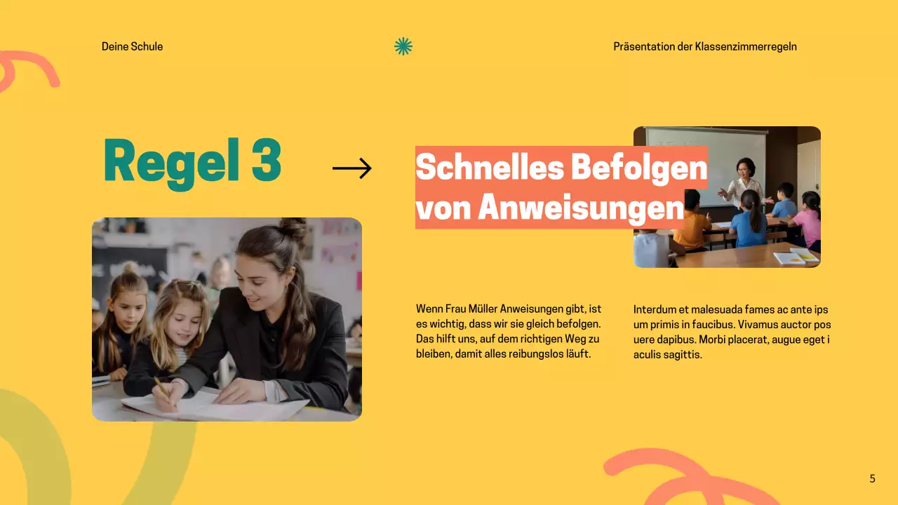 Grüne moderne Klassenzimmerregeln Unterrichtsmaterial