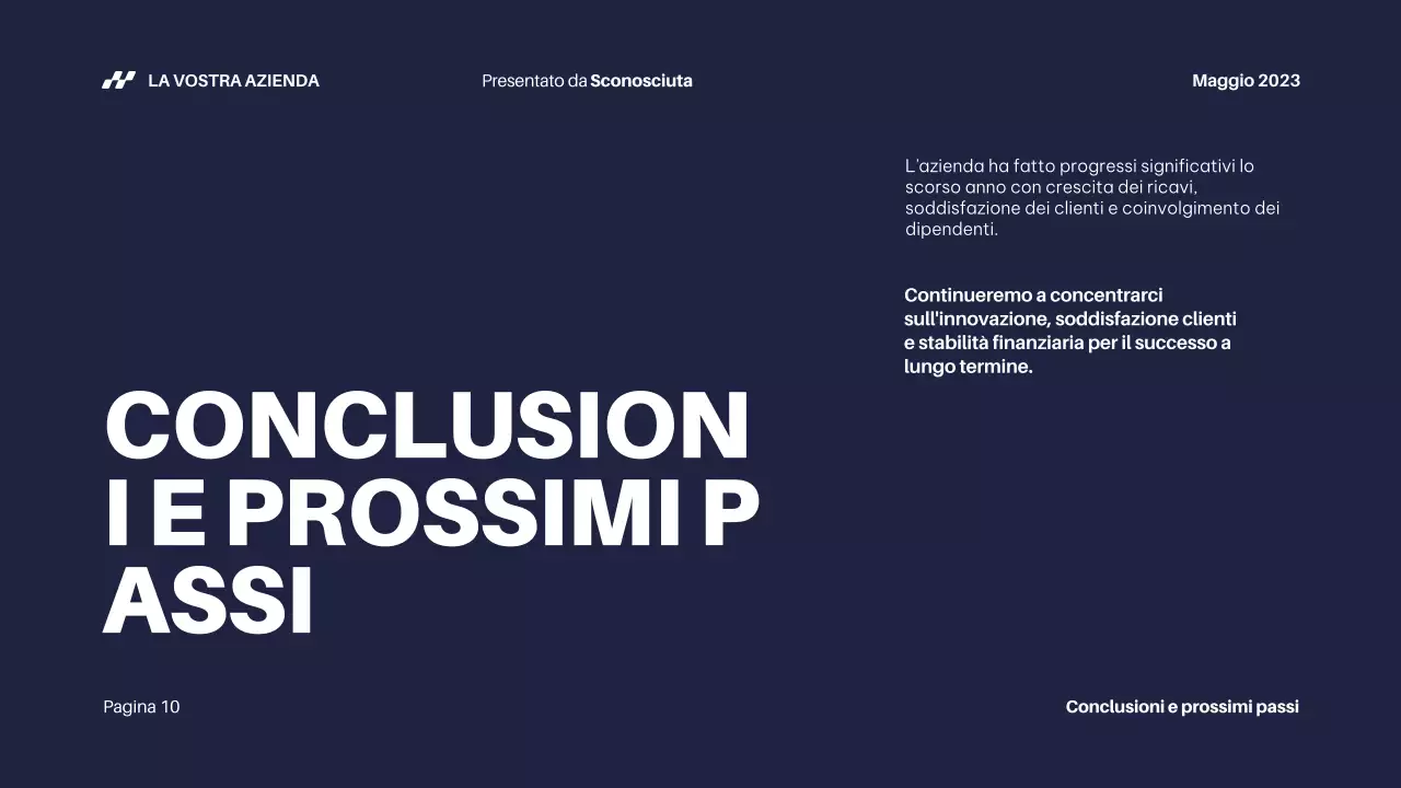 Relazione sui progressi dell'azienda Black Bold