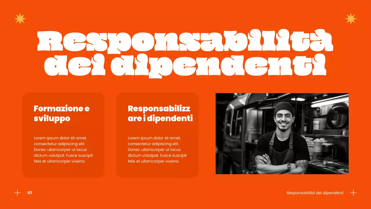 Strategia di successo per gli hamburger moderni blu e arancioni