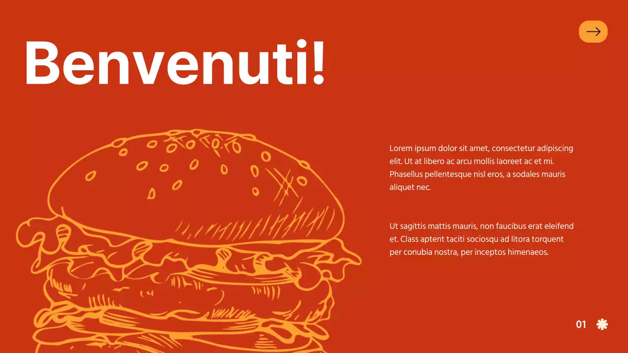 Introduzione dell'azienda di hamburger Red Orange Bold