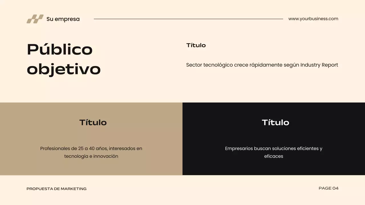 Propuesta de marketing para una empresa moderna de color caqui